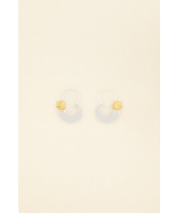 Two-tone crescent hoop brass earrings online