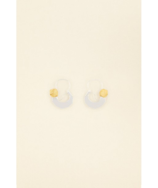 Two-tone crescent hoop brass earrings online