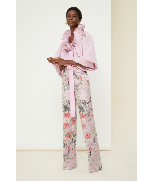 Straight-legged trousers in cotton jacquard ouvre sa boutique