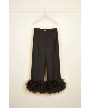 Trousers with feather hem in eco-friendly wool chez Cornerstreet bien 