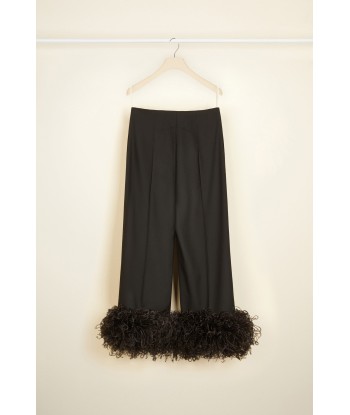 Trousers with feather hem in eco-friendly wool chez Cornerstreet bien 