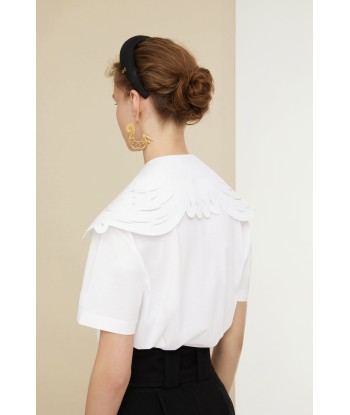 Embroidered collar in organic cotton poplin les ligaments