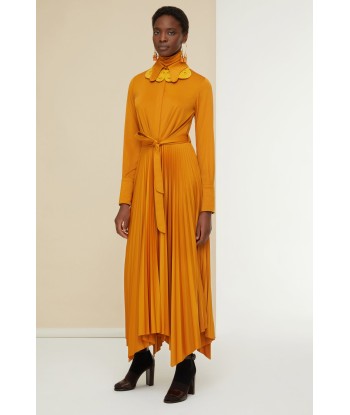 Maxi pleated shirt dress in eco-friendly jersey soldes