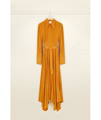 Maxi pleated shirt dress in eco-friendly jersey soldes