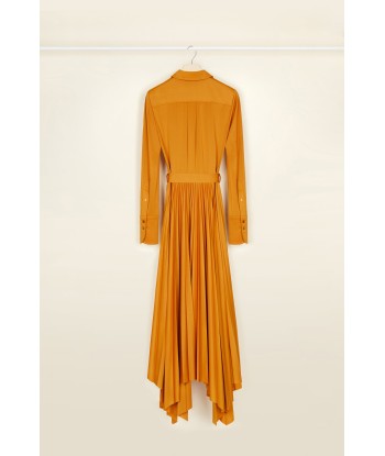 Maxi pleated shirt dress in eco-friendly jersey soldes