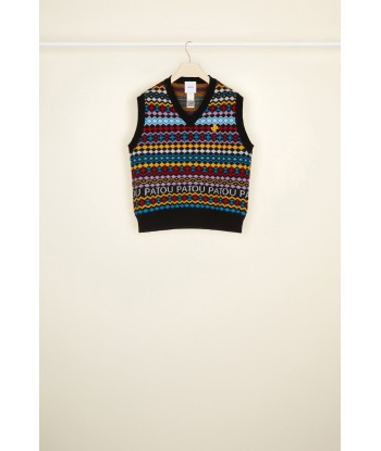 Patou jacquard vest in cashmere and wool chez Cornerstreet bien 