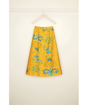 Button midi skirt in printed organic tweed commande en ligne