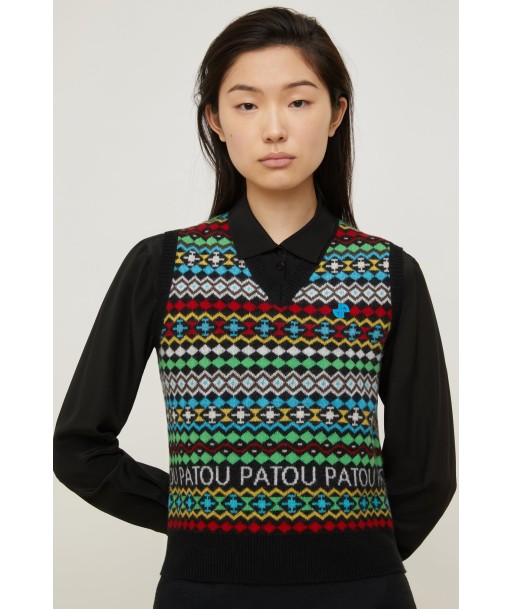 Patou jacquard vest in cashmere and wool shop