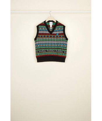 Patou jacquard vest in cashmere and wool shop