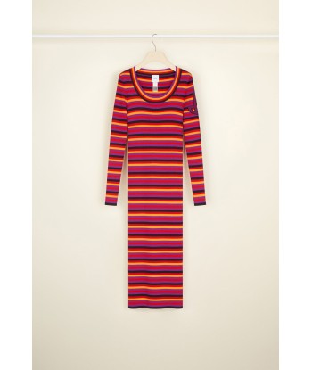 Striped rib knit midi dress pas cher chine