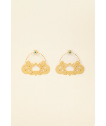 Large cut-out hoop earrings in gold-plated brass and pearls Les magasins à Paris et en Île-de-France