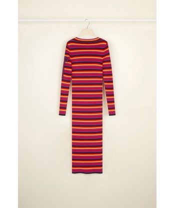 Striped rib knit midi dress pas cher chine