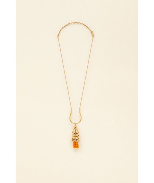 Pendant necklace in gold-plated brass and pearls shop