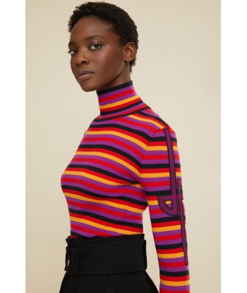 Striped high neck jumper en linge