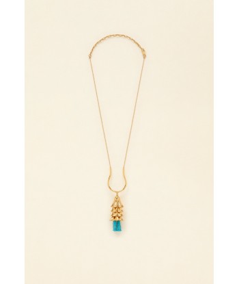 Pendant necklace in gold-plated brass and pearls pas cher