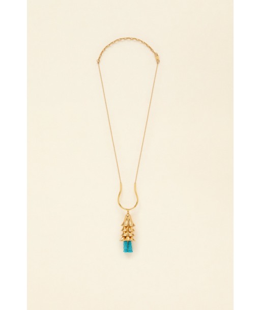 Pendant necklace in gold-plated brass and pearls pas cher