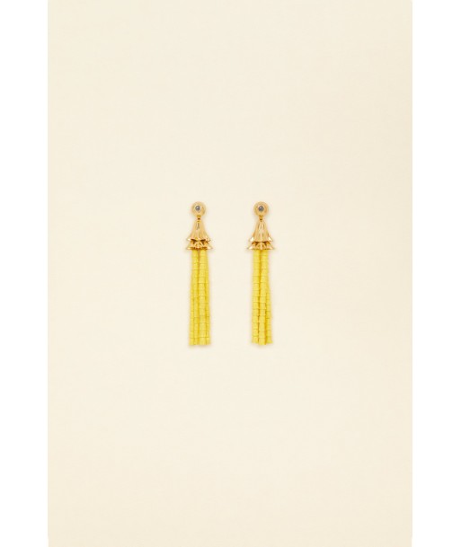 Pendant earrings in gold-plated brass and pearls est présent 