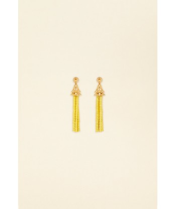 Pendant earrings in gold-plated brass and pearls est présent 