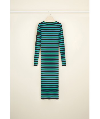 Striped rib knit midi dress brillant des détails fins