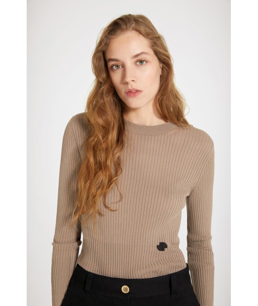 Fitted rib knit jumper in organic cotton les ctes