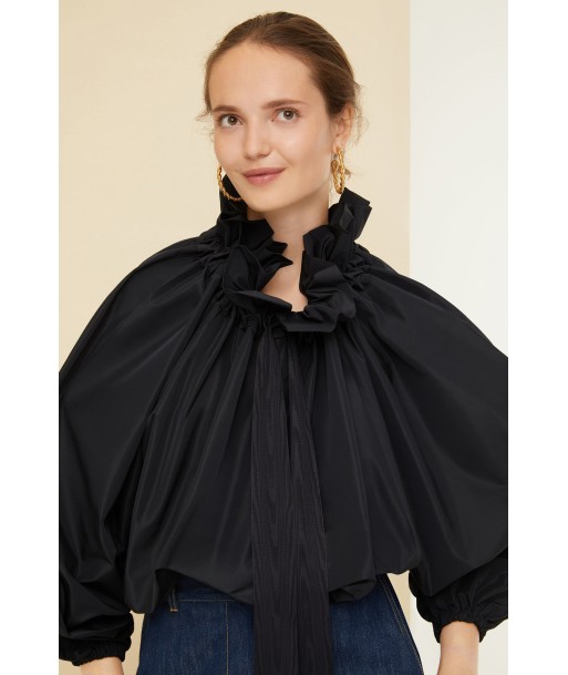 Drawstring collar top in eco-friendly faille prix