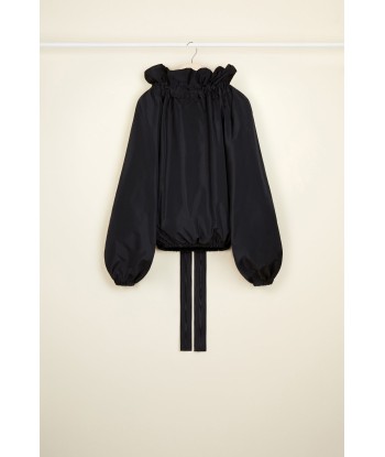 Drawstring collar top in eco-friendly faille prix