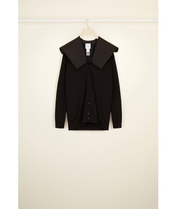 Oversized recycled wool cardigan with detachable collar soldes