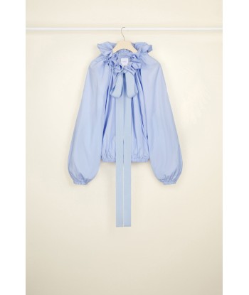 Drawstring collar top in organic cotton de France