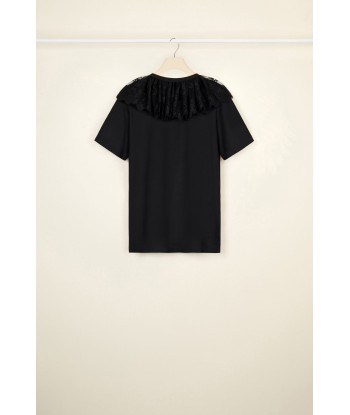 Organic cotton t-shirt with detachable lace collar basket pas cher