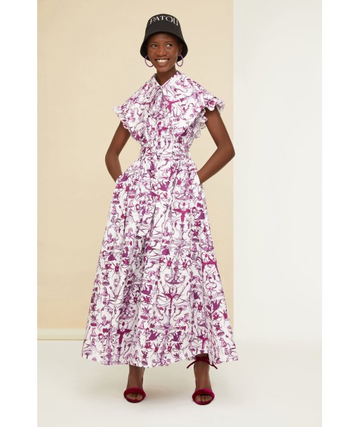 Ruffle sleeve maxi dress in printed organic cotton Comparez plus de prix