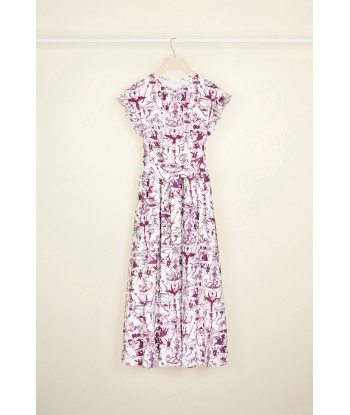 Ruffle sleeve maxi dress in printed organic cotton Comparez plus de prix