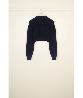 Zip-up sailor collar jumper in eco-friendly wool and cotton 2 - 3 jours ouvrés.