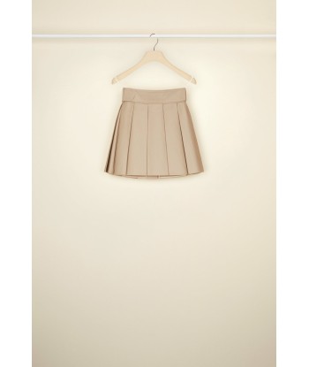 Belted pleated mini skirt in organic cotton brillant des détails fins