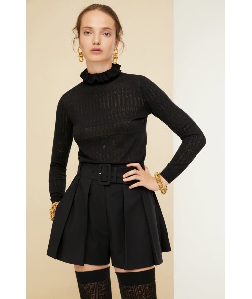 Ruffle collar open knit jumper in organic cotton le concept de la Pate a emporter 