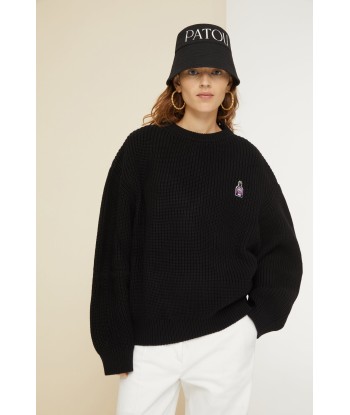 Fragrance patch jumper in eco-friendly wool and cotton brillant des détails fins