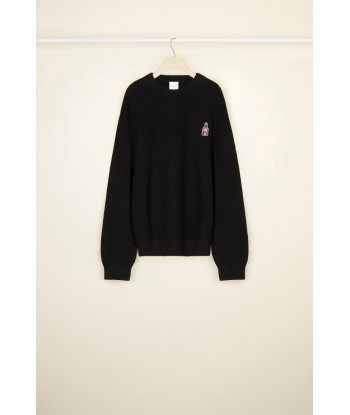 Fragrance patch jumper in eco-friendly wool and cotton brillant des détails fins