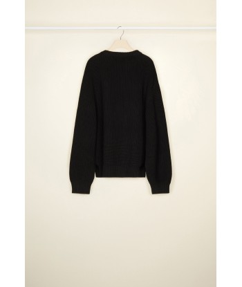 Fragrance patch jumper in eco-friendly wool and cotton brillant des détails fins