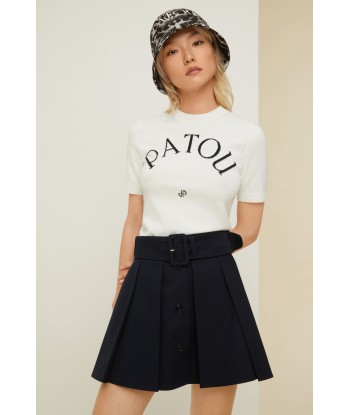 Belted pleated mini skirt in organic cotton plus qu'un jeu 