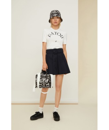 Belted pleated mini skirt in organic cotton plus qu'un jeu 