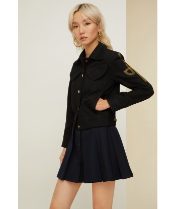 Belted pleated mini skirt in organic cotton plus qu'un jeu 