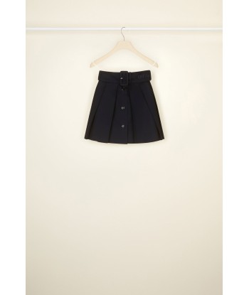 Belted pleated mini skirt in organic cotton plus qu'un jeu 