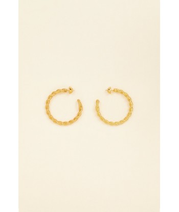 Large braided hoop earrings in gold-plated brass soldes