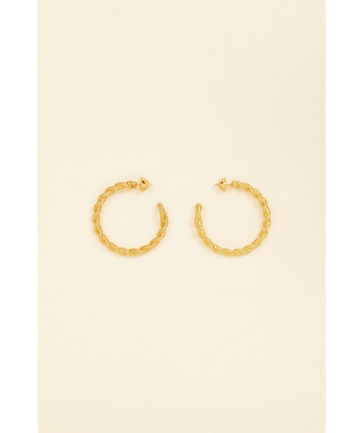 Large braided hoop earrings in gold-plated brass soldes