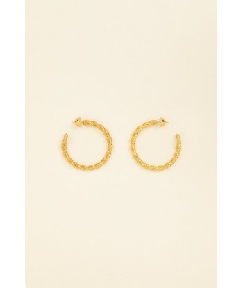 Large braided hoop earrings in gold-plated brass soldes