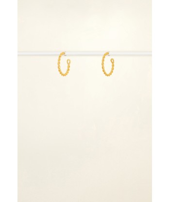 Large braided hoop earrings in gold-plated brass soldes