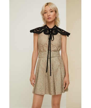 Pleated mini dress in eco lace est présent 