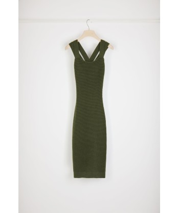 Cross back knit midi dress in virgin wool Faites des économies