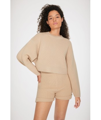 Rib knit shorts in Merino wool basket pas cher