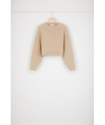 Cropped rib knit jumper in Merino wool le concept de la Pate a emporter 