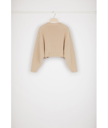 Cropped rib knit jumper in Merino wool le concept de la Pate a emporter 